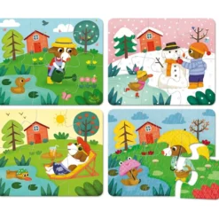 Pussel av trä - De fyra årstiderna, 4 x 6 bitar