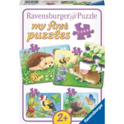 Pussel med 2–8 bitar – Djuren i trädgården, 4 st