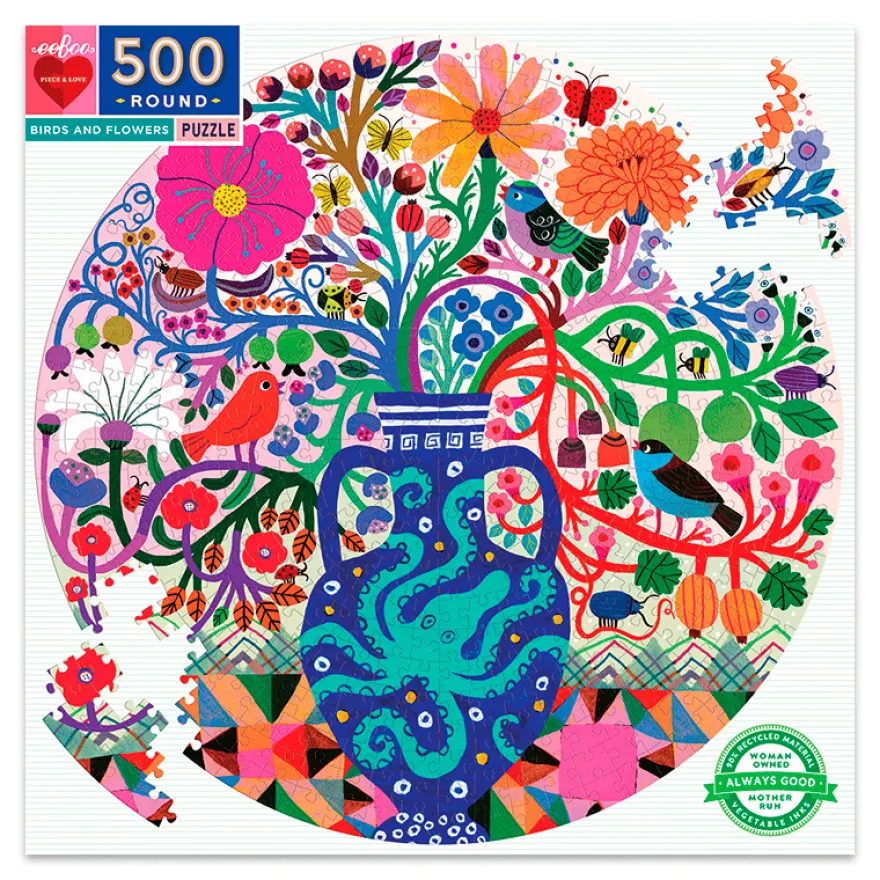 Pussel med 500 bitar - Fåglar & blommor