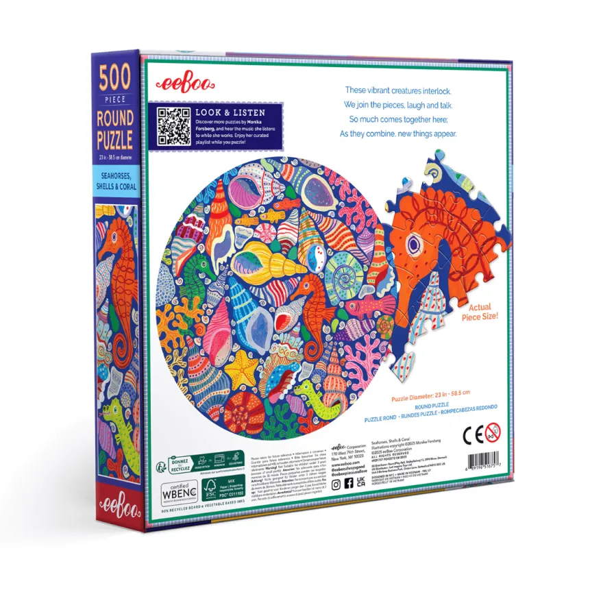 Pussel med 500 bitar – Seahorses, Shells & Coral