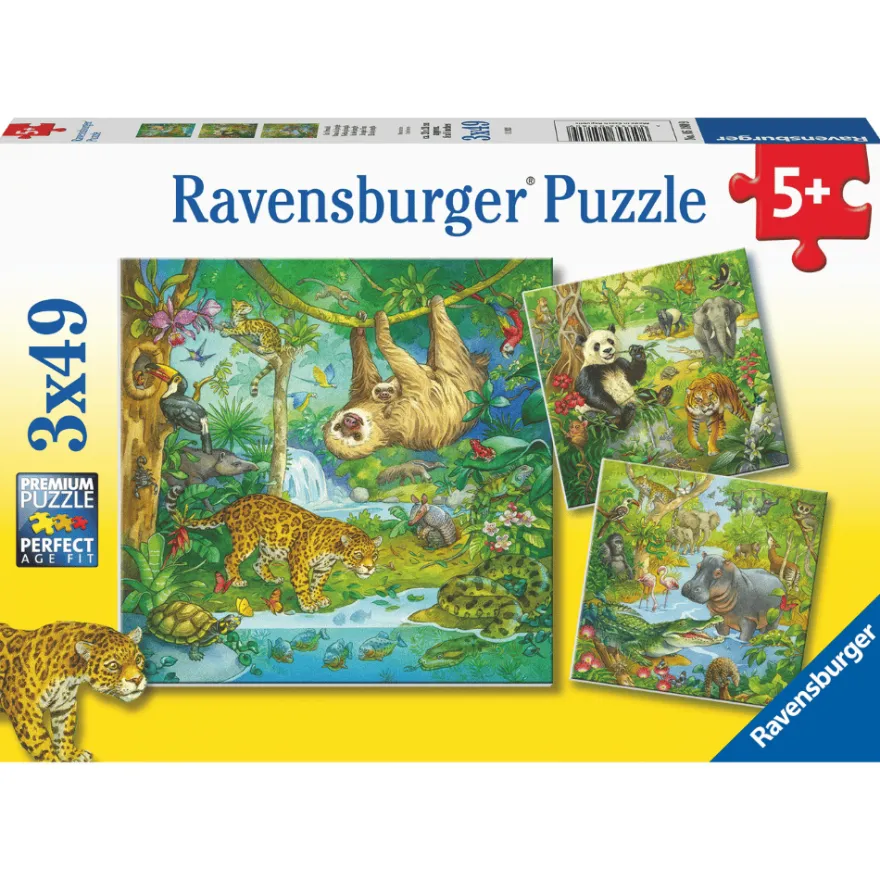 Pussel med 3 x 49 bitar – I djungeln