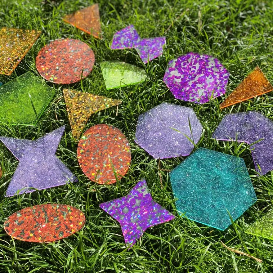 Regnbågeformer med glitter, 21 st.