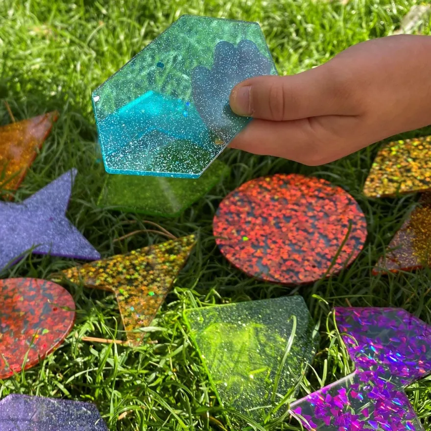 Regnbågeformer med glitter, 21 st.