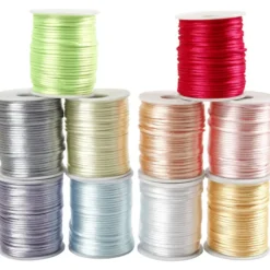 Satinsnöre Ø 2 mm, 50 m - Pastellfärger, 10 st.