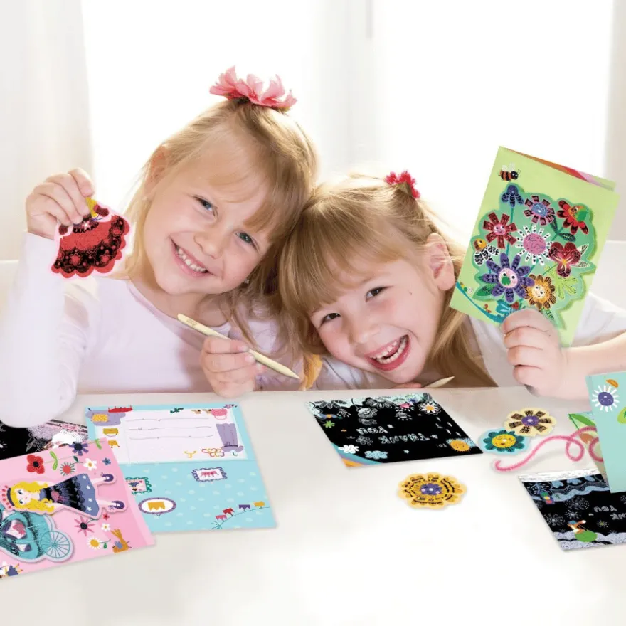 Scratch – gratulationskort – blommor, 3 st.