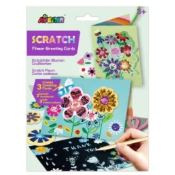 Scratch – gratulationskort – blommor, 3 st.