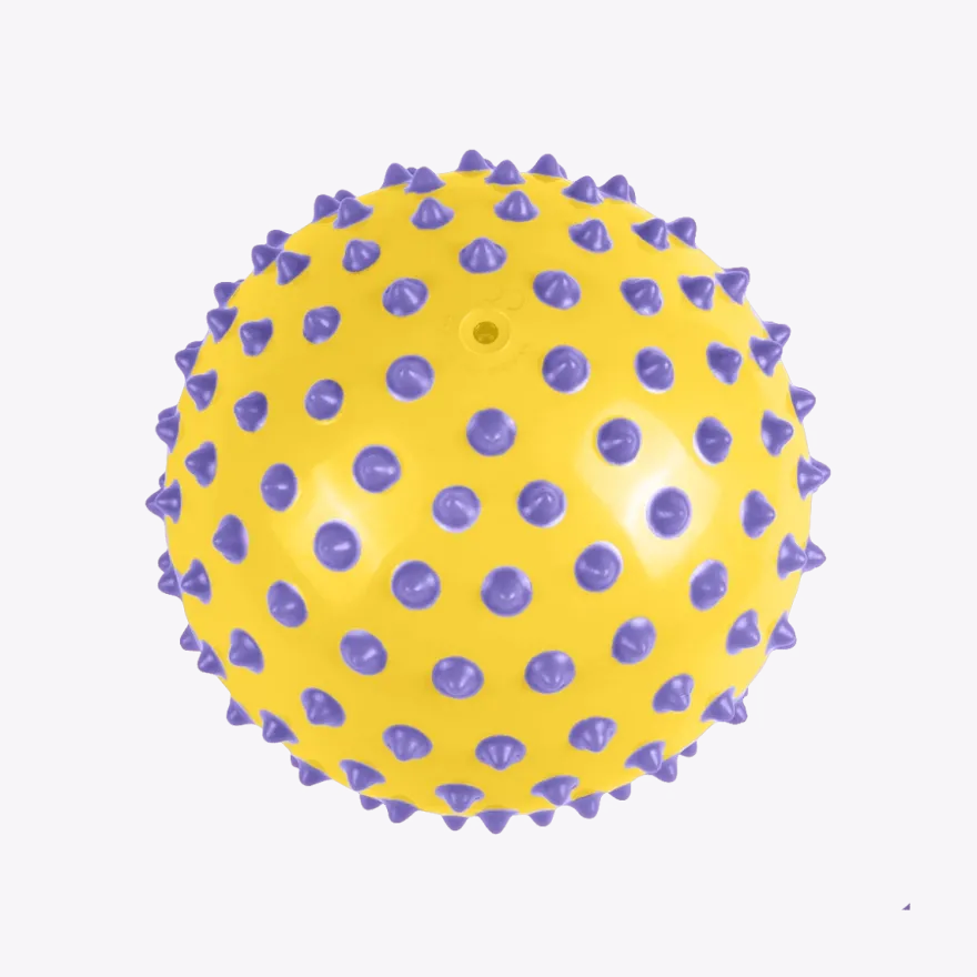 Sensorisk boll, uppblåsbar - Gul/lila, Ø18 cm