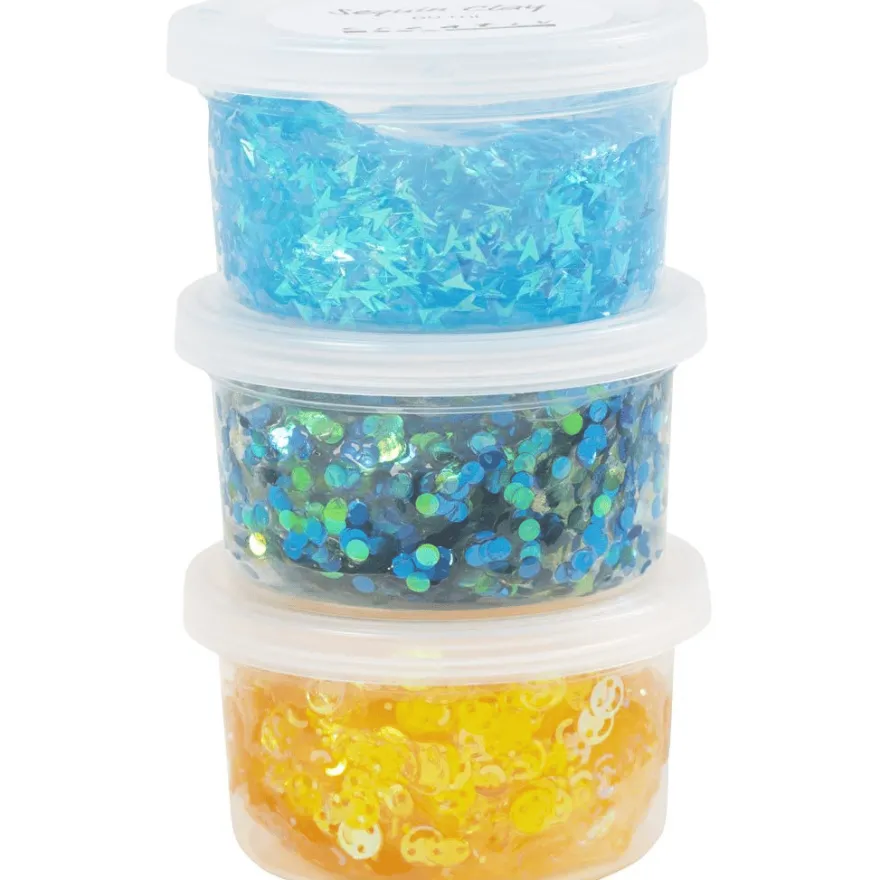 Sequin Clay 3 x 60 g – blå & gul