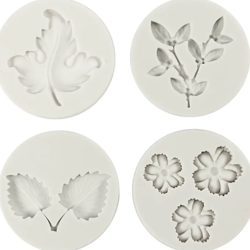 Silikonform – Blad & blommor, 6 motiv