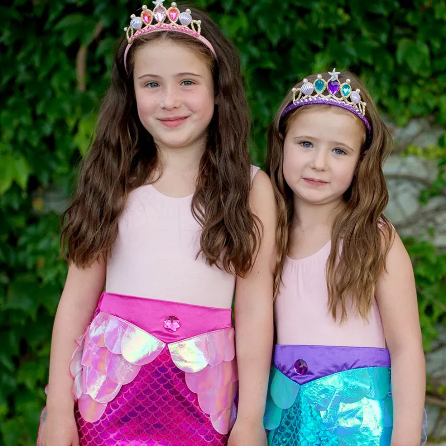 Sjöjungfrukjol + diadem - Blå, stl. 4-6 år