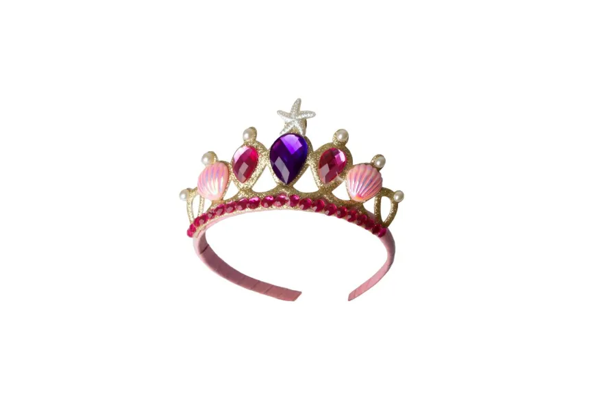 Sjöjungfrukjol + diadem - Rosa, stl. 4-6 år
