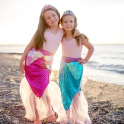 Sjöjungfrukjol + diadem - Rosa, stl. 4-6 år