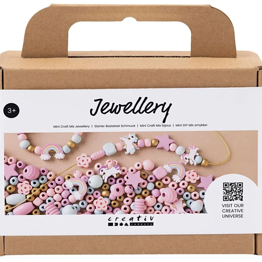 Smyckepaket med träpärlor - Pastellfärger