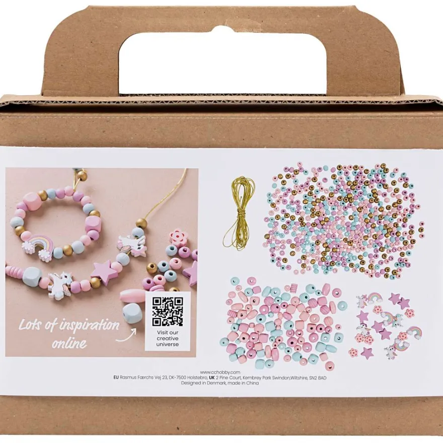 Smyckepaket med träpärlor - Pastellfärger