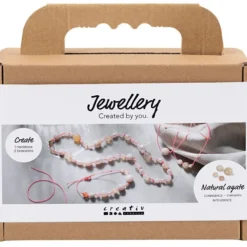 Smyckespaket - Halsband & armband, Agater, natur