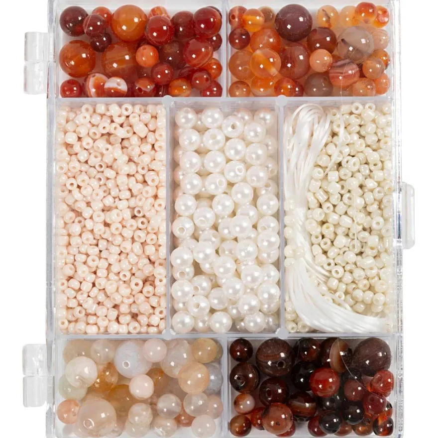 Smyckesstartpaket - Agater, beige/brun/vit