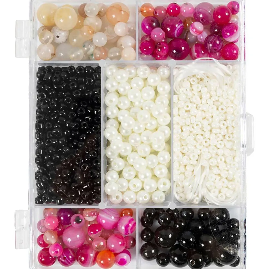 Smyckesstartpaket - Agater, svart/rosa/vit