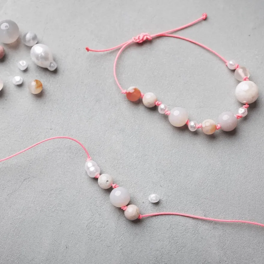 Smyckesstartpaket - Agater, svart/rosa/vit