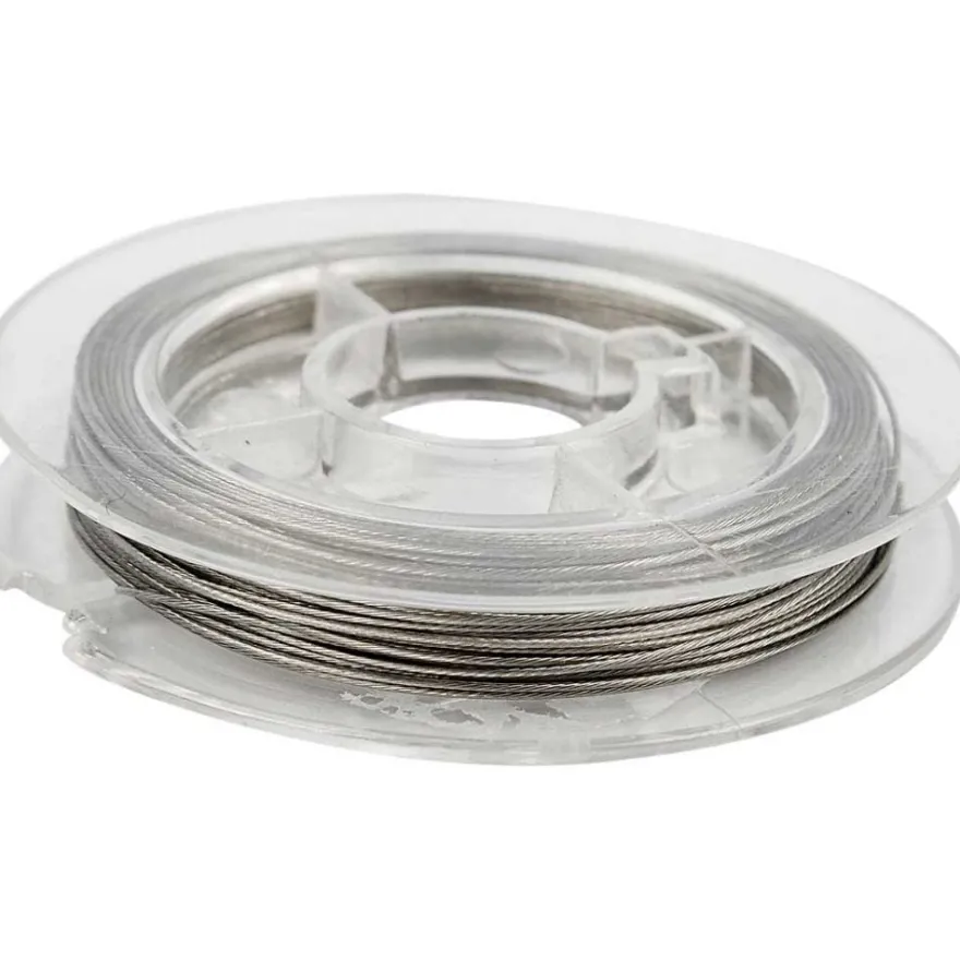 Smyckestillverkning - Ståltråd, grå, 10 m, 0,38 mm