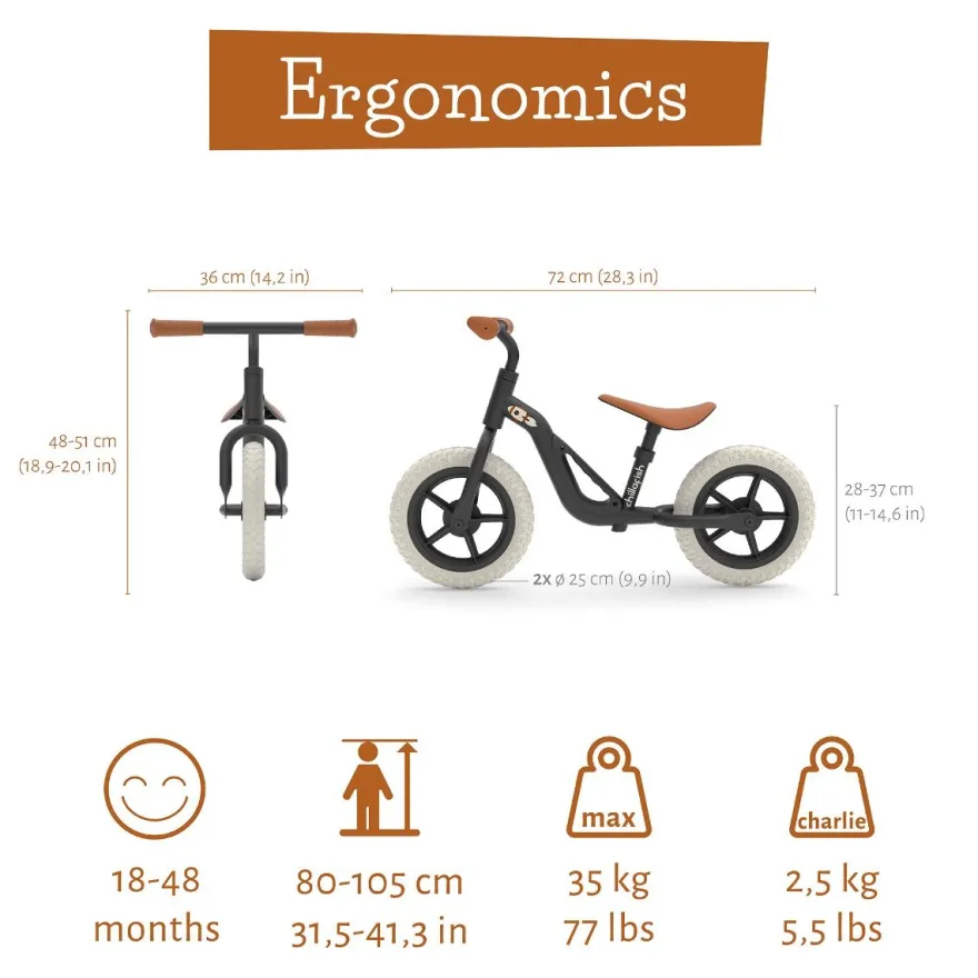 Springcykel Charlie - Svart (18 mån. - 4 år)