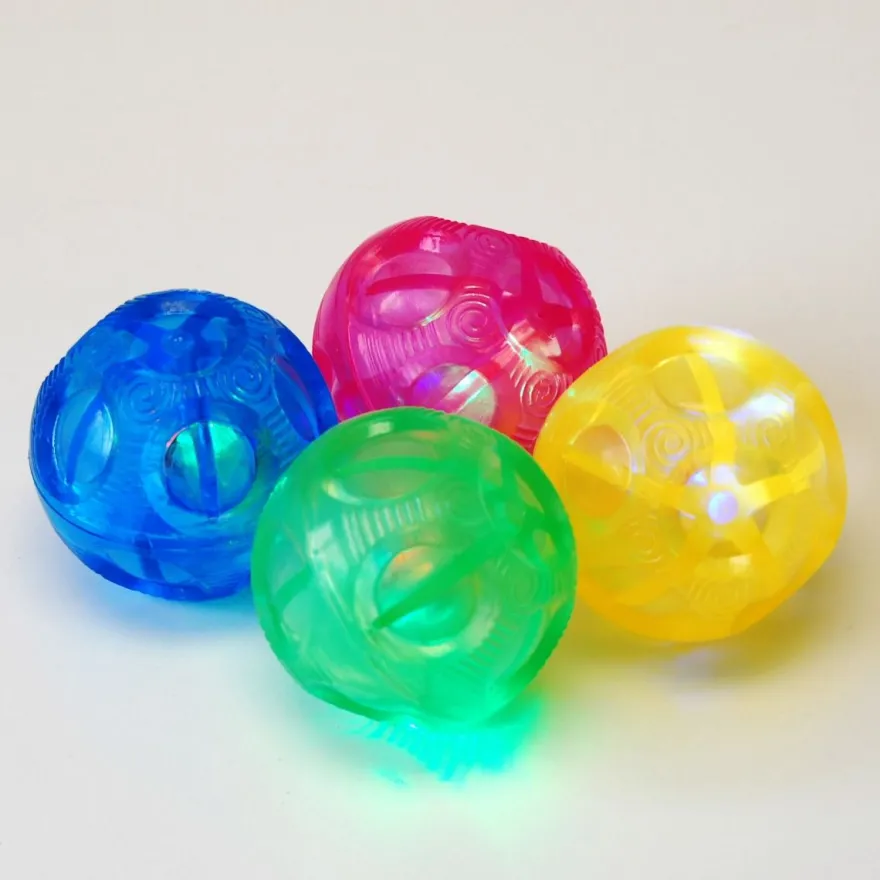Studsbollar med blinkande ljus, 4 st.