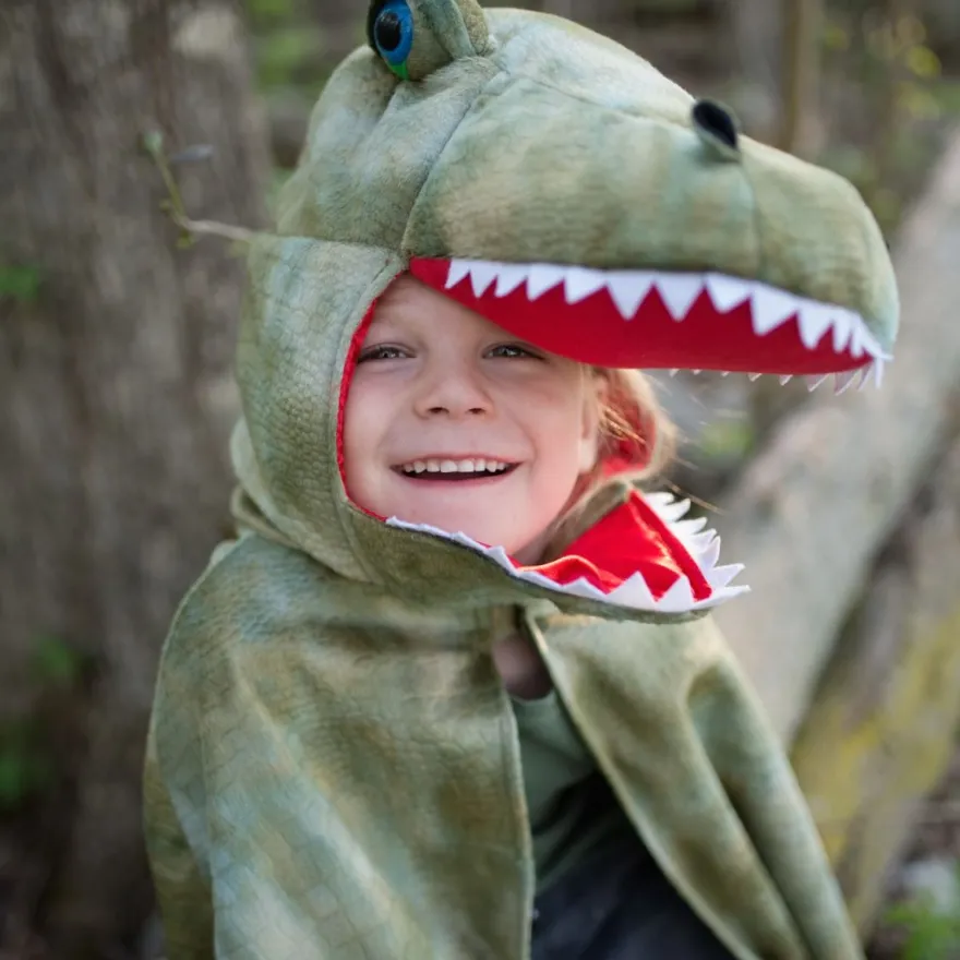 T-rex-cape med klor - Grön, stl. 4-6 år