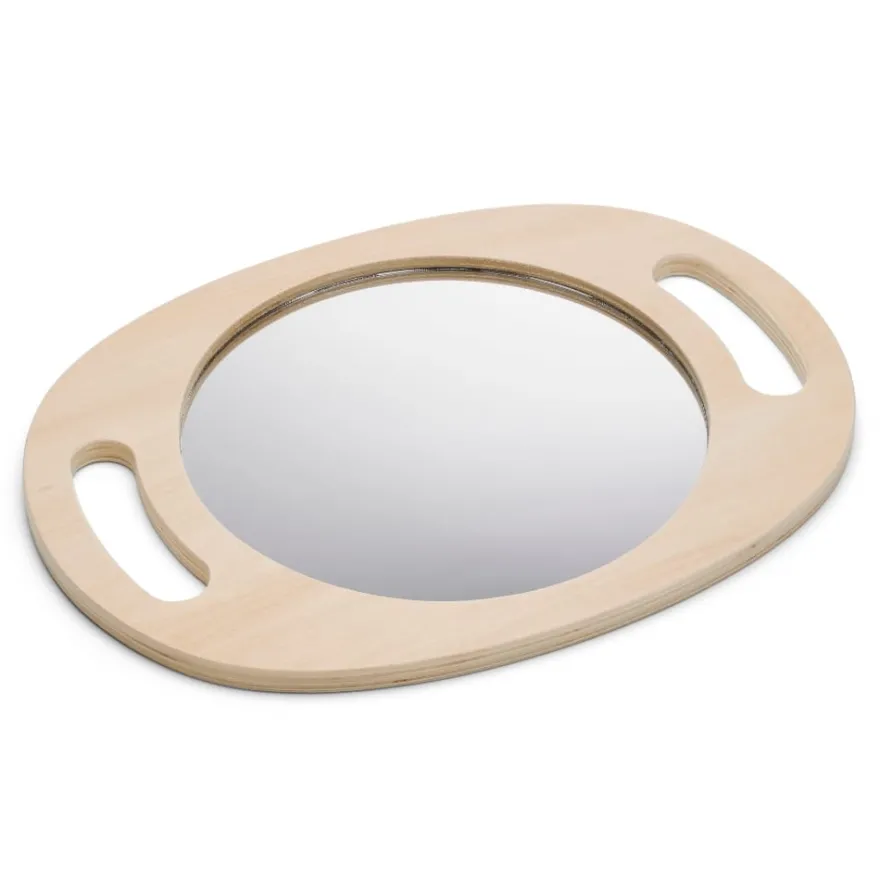 Träspegel med handtag