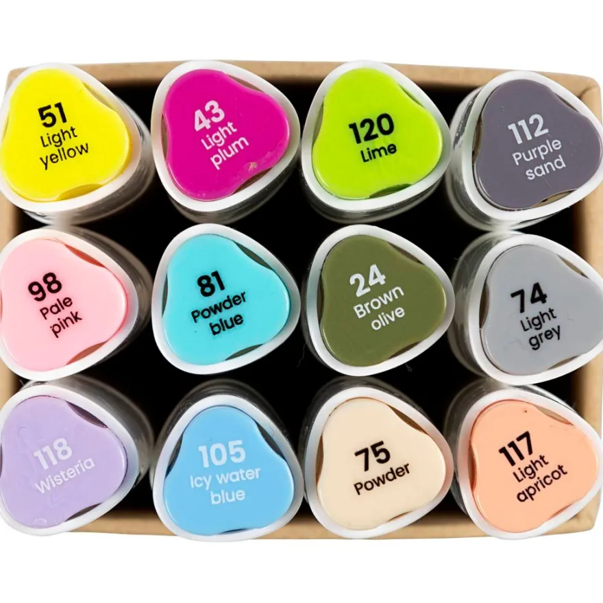 Twin Markers – Pastell, 12 st.