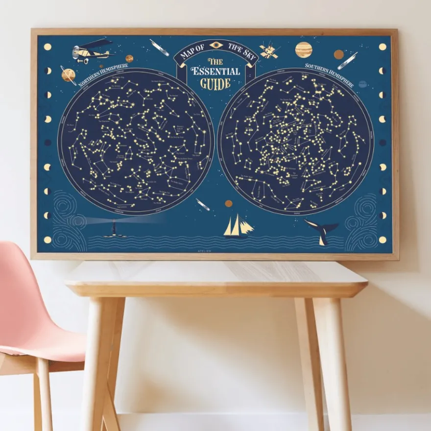 Upptäcktsaffisch med stickers – Stjärnkarta