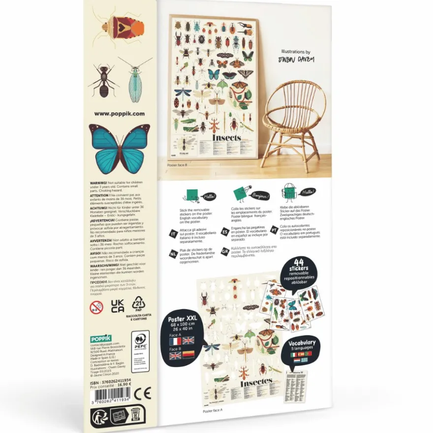 Upptäcktsaffisch med stickers – Insekter