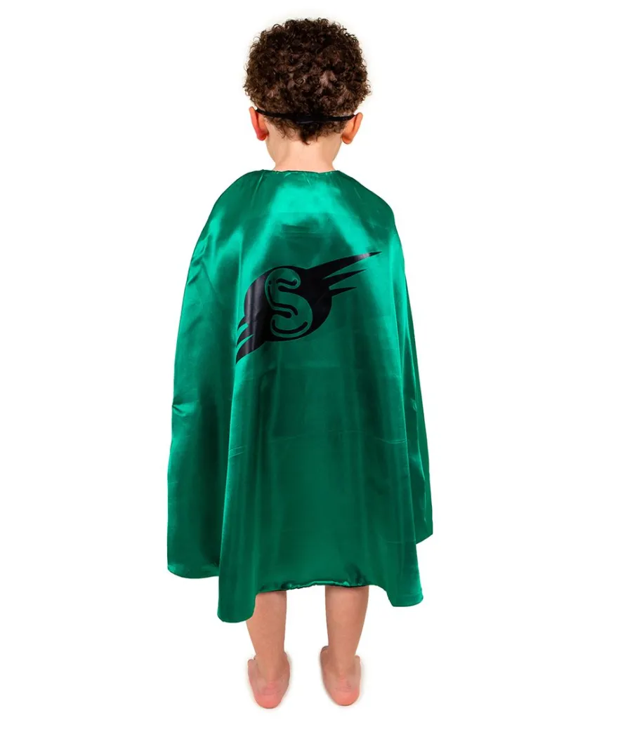 Vändbar cape - grön/svart superhjälte (3-7 år)