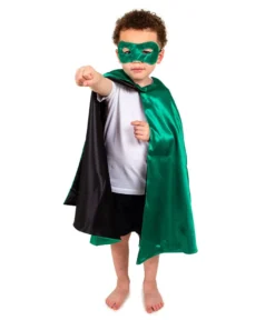 Vändbar cape - grön/svart superhjälte (3-7 år)