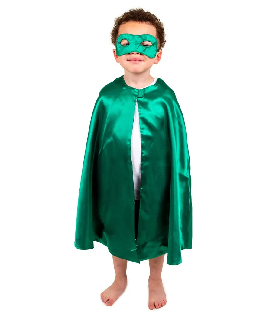 Vändbar cape - grön/svart superhjälte (3-7 år)