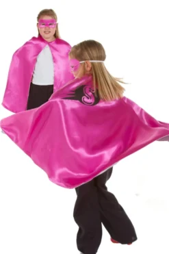 Vändbar cape, rosa/silver superhjäl (3-7 år)